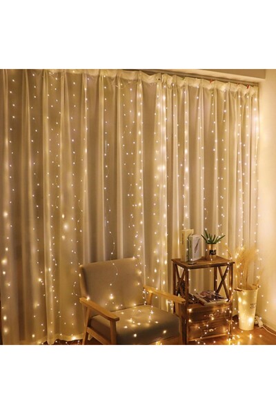 Gusion 3x3 Kumandalı Perde LED 10 Saçak USB Girişi Güç Alabilir Parlaklık Sev...