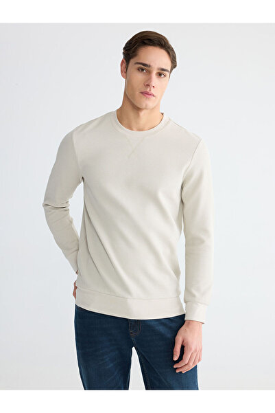 LC Waikiki Lcwaikiki Classic Beige Crew Neck Men's Sweatshirt