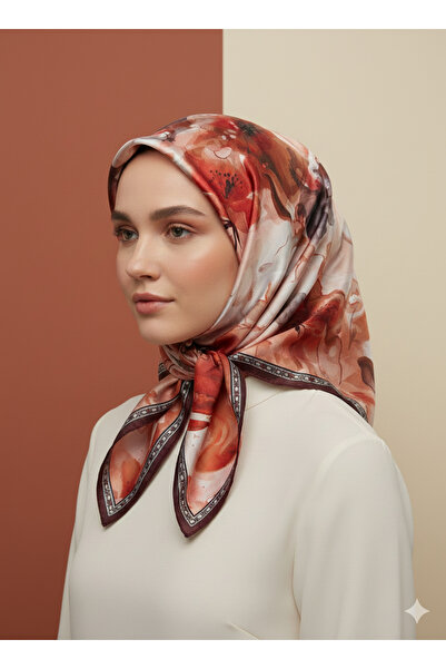 Arel Eşarp Tekstil وشاح مادام بولو الأحمر الناعم مقاس 90x90 من نسيج القطن بنم...