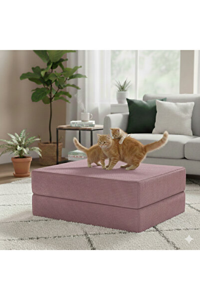 DECHOME YENY Modüler Puf 100x100 | Fitilli Kadife | 36 cm Yükseklik | Orta Se...