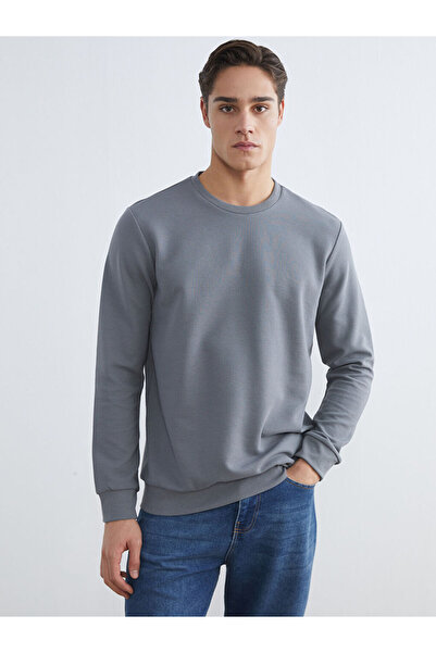 LC Waikiki Hanorac gri pentru bărbați cu guler rotund