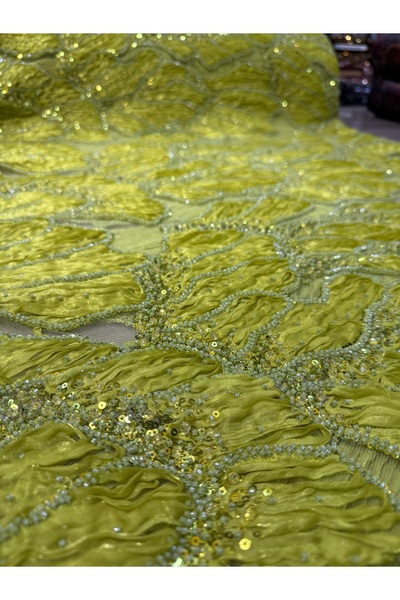 OsmanKumaşDantel Yoğun boncuk payet organze işlemeli dantel