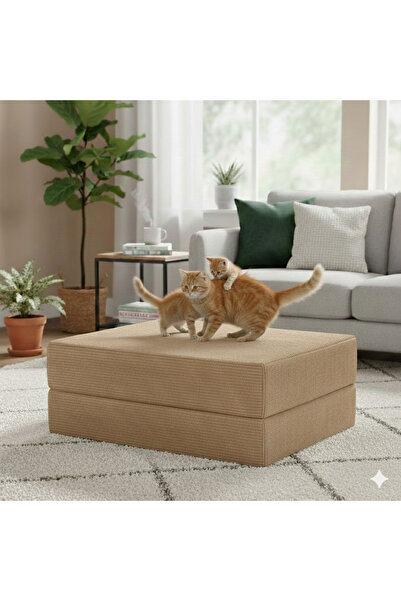 DECHOME YENY Modüler Puf 100x100 | Fitilli Kadife | 36 cm Yükseklik | Orta Se...
