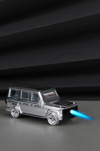 HEPBİMODA Arabalı Çakmak Anahtarlık Gazlı Farlar LED Özel Tasarım Gümüş Gazlı...