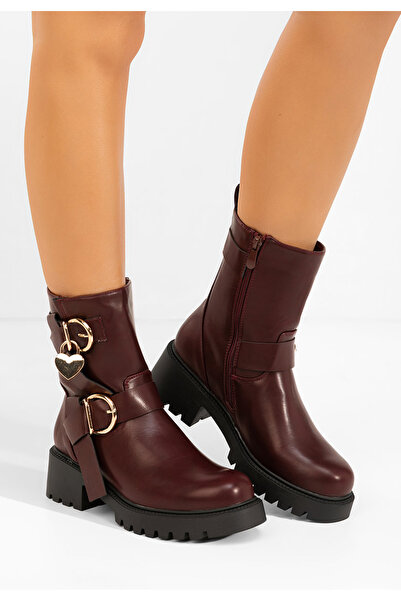 B T Shoes Γυναικεία μποτάκια Lumaya μπορντό