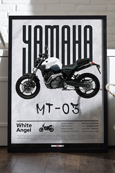 Duvarda Poster cu cadru din lemn negru Yamaha MT-03, pictură decorativă de pe...