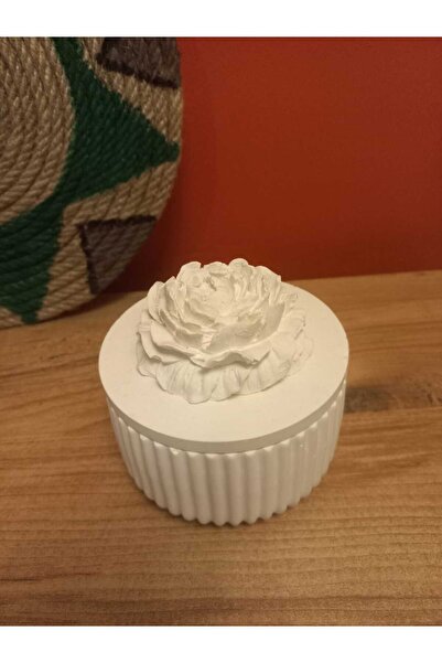 TASARIM TABELA 3 Boyutlu Çiçek Kapaklı Aromaterapi Beyaz Mum Özel Tasarım