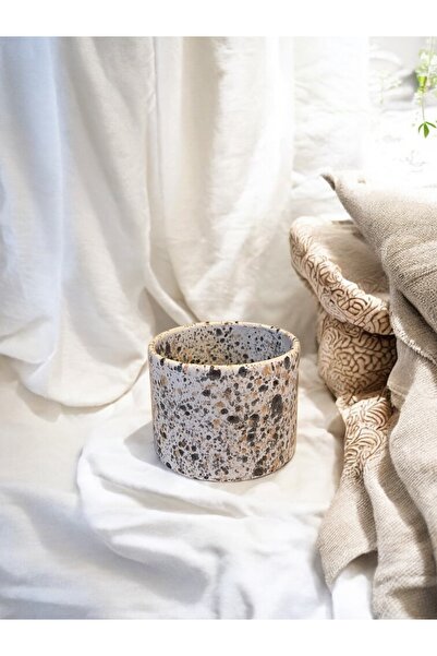 terraco ceramic Kahve siyah benekli el yapımı seramik mug kupa