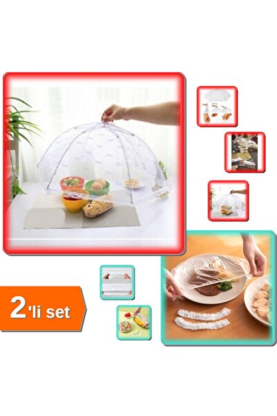 HerEveOyuncak Yemek Koruma Şemsiyesi 1 Adet + Lastikli Tencere ve Tabak Bones...
