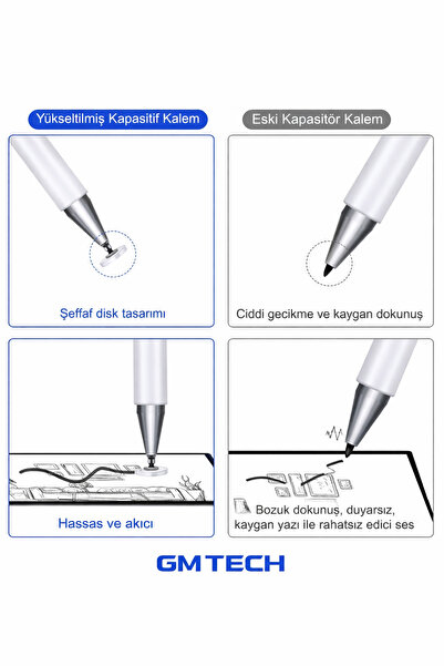 GM Tech Tüm Tabletlerle Uyumlu ÇİFT TARAFLI Dokunmatik Tablet Kalemi,Çizim Ka...