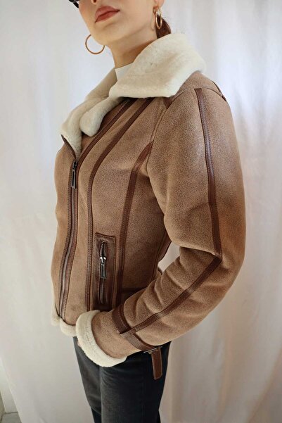 MİRENA LEATHER Women's Genuine Leather Fur Coat