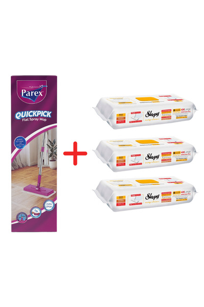 Parex Promo Package QuickPick Mop + 3x Wet Wipes Sleepy Easy Clean Herbal Soap