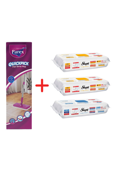 Parex QuickPickMop Promo Package + 3x Sleepy Easy Clean Mix Wet Wipes (Herbal Soap, Bleach)