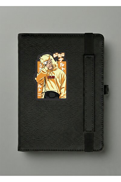 BSE A5 Black Leather Notebook - Naruto (Yellow Hoodie) - Anime Diary in a Trendy and Luxurious Streetwear Style