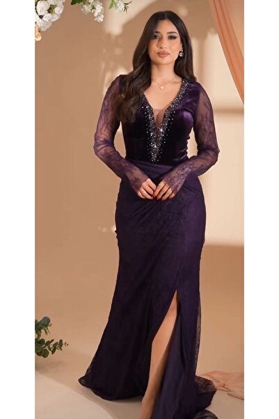 Sabev فستان مخمل دانتيل