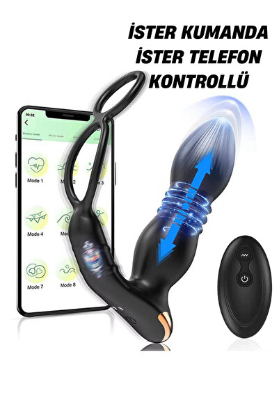 TOYZNTOYZ Garantili Yüksek kalite Uzaktan Kontrollü Teleskopik Boşaltma Masaj Erkek Anal Vibratör Dildo