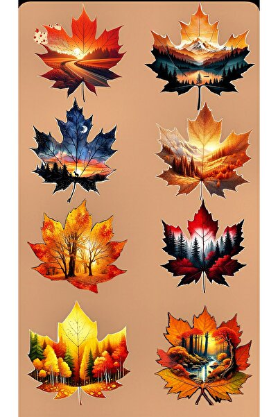 Limitless Design مجموعة ملصقات ذات طابع أوراق الخريف ومشاهد الطبيعة - ملصق تز...