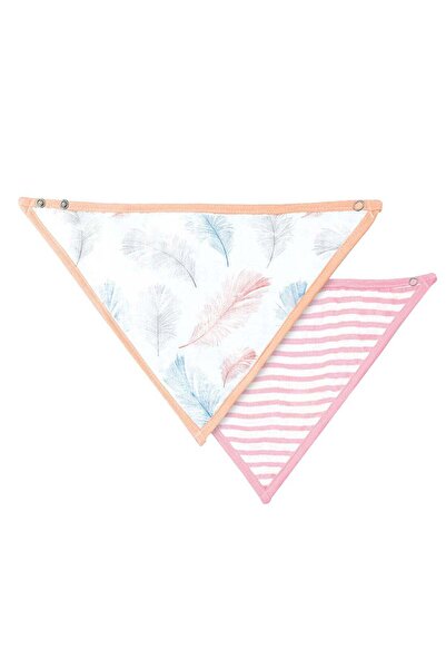 Moon طقم مرايل من الموسلين العضوي مكون من قطعتين بنقشة مخططة وريشية