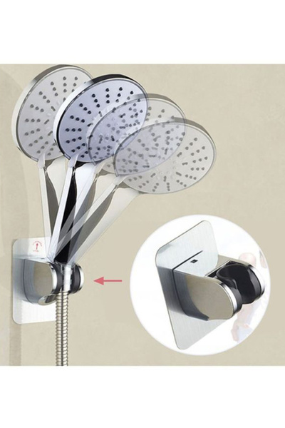 DOMEET Adjustable Chrome Finish Shower Head Holder Silver 8x5x80cm