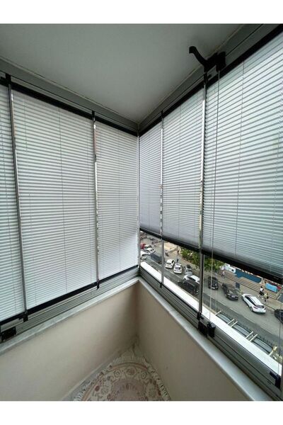 PerdoRa Home Beyaz Katlanabilir Cam Balkon PVC Plise Perde - ev, ofis perdesi - salon perdesi -Plicell Perde