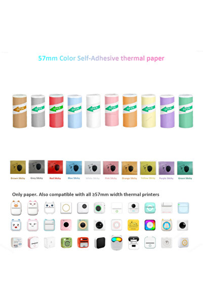 choice2 10 لفات من ورق الطباعة الحراري الملون اللاصق، مقاس 57 مم وطول 10 أقدا...
