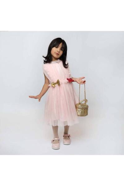 Mamnon Pink tulle dress with bows