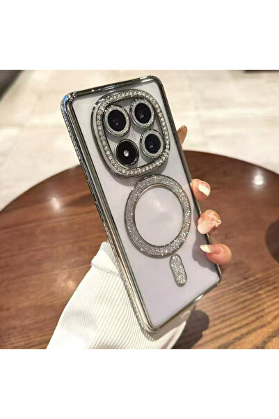 KumOziShop Xiaomi Redmi NOTE 14 PRO 5G Uyumlu Şeffaf Taşlı MagSafe Özellikli ...