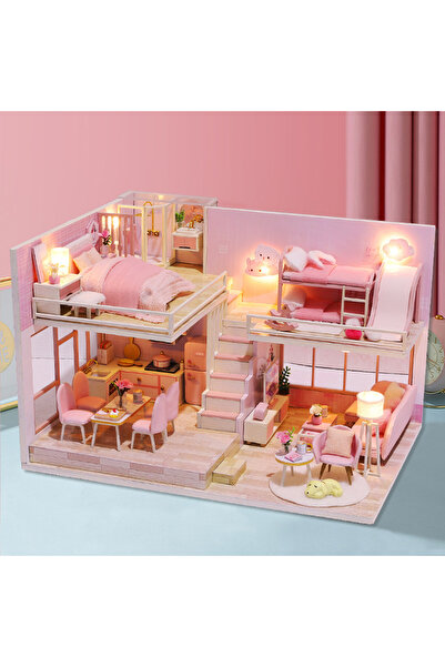 Choice بيت الدمى M031A، بيت دمى خشبي فاتح اللون، مجموعة مصغرة للأطفال، لعبة أ...