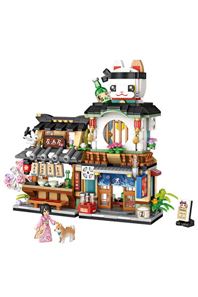 Choice3 بدون صندوق L-1232 LOZ ياباني صغير أسود قابل للطي، منظر شارع الطعام، ت...