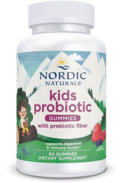Nordic Naturals حلوى بروبيوتيك للأطفال من نورديك فلورا، بنكهة التوت البري - 60 قطعة - 1.5 مليار وحدة من فيتامين سي