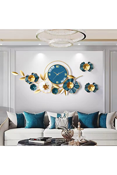 OEM Metal wall clock, Blue Flower