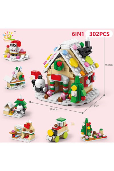 Choice NO.1 HUIQIBAO 6IN1 Christmas Elk Deer Santa Claus Building Blocks City...