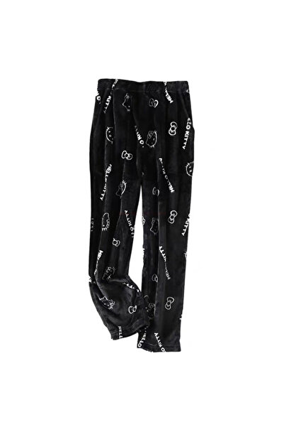 Choice13 XL 55-65kg A black KT Cat Kitty Pajamas Black Anime Flannel Women Wa...