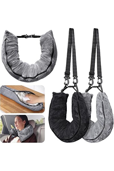 Arabest 2 pieces velvet travel neck pillow, multifunctional sleeping cushion for travel necessities