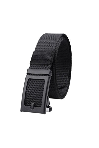 Choice black A Men's Automatic Buckle Canvas Belt, Available In 6 Colors, Suitable For Outdoor Sports.