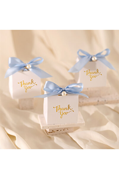 Choice4 7x5x7cm SKY BLUE 10pcs Paper Gift Boxes with Golden 'Thank You' Label...