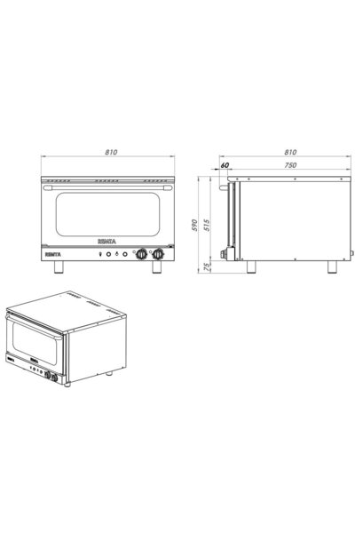 Remta Elektrikli Patiseri Fırın 40x60 cm tepsi Monofaze