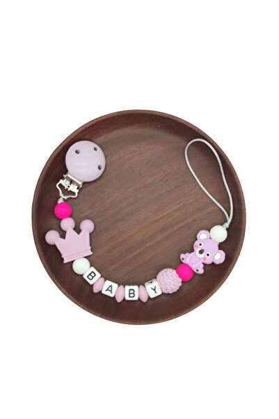 Choice سلسلة لهاية أطفال مصنوعة يدويًا من السيليكون الأرجواني، مزودة بمشبك خش...