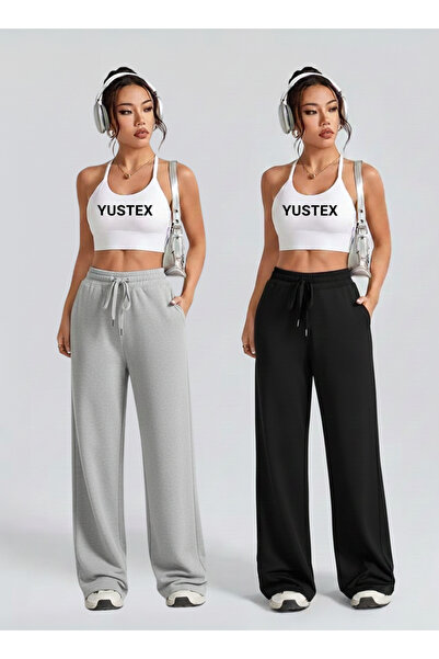 yx yustex sport Γυναικεία χειμερινή φόρμα 2 τεμαχίων σε μαύρο και γκρι χρώμα,...