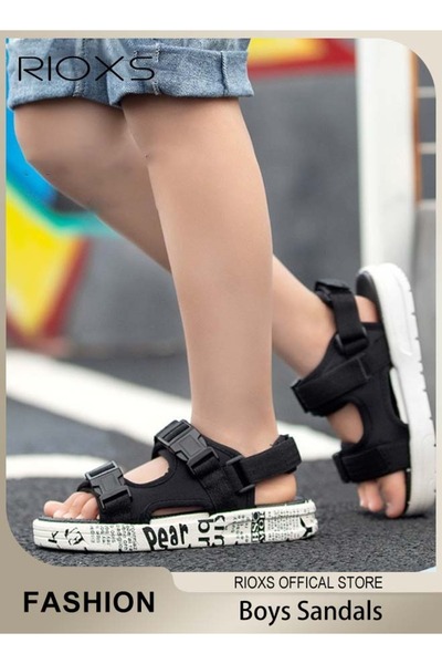 RIOXS Kids Boys Flat Sandals, Fashion Open Toe Athletic Sandals, Non-Slip Wat...