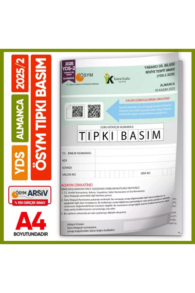 Karakutu Yayınları YDS Almanca 2025/2 Yabancı Dil Sınavı ÖSYM Tıpkı Basım Çık...