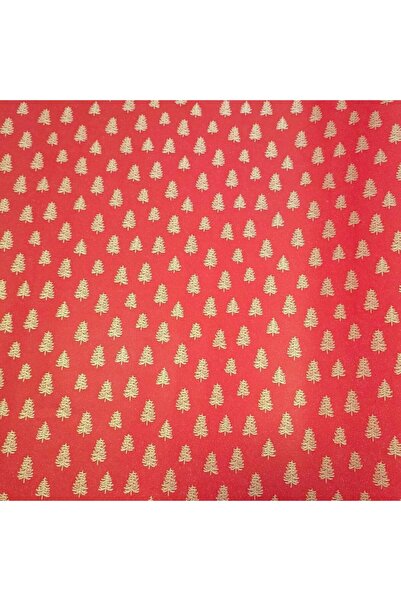 REX Gift wrapping paper, red color, golden fir trees, 200x70 cm