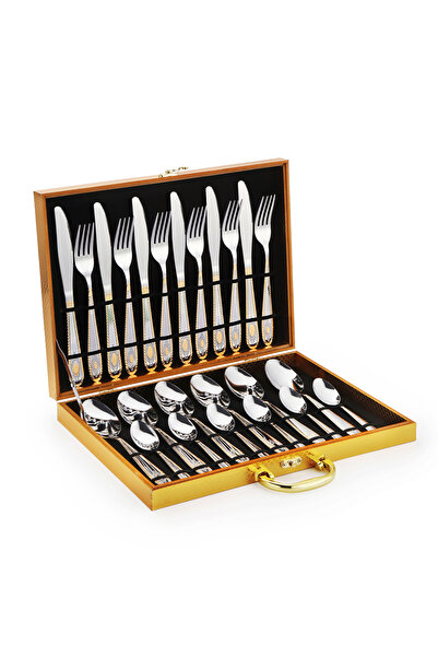 HALAMODO 24-Piece Stainless Steel Cutlery Set Kitchen Utensil Set Western Cutlery With Textured Surface Suita