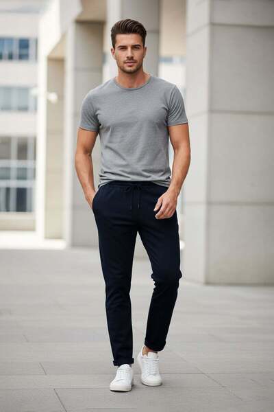 Fulla Moda Pantaloni cu talie cu șireturi