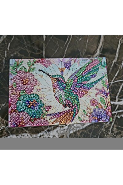 el.ay.arts Diamond Stone-Worked Wooden Box with Bird 15 cm Length 10 cm Width