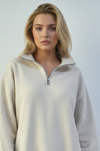 UNCİA OUTDOORS Γυναικείο φούτερ με μισό φερμουάρ, oversized, άνετη εφαρμογή, ...