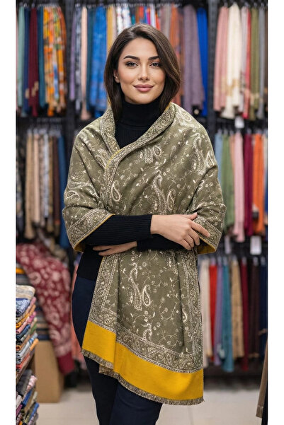Cashmere KAŞMİR YÜNLÜ OMUZ ŞALI-Sari