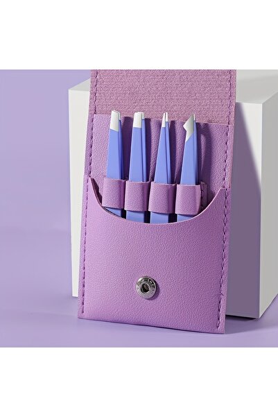 Choice5 مجموعة ملاقط الحواجب أورنر الأرجوانية MNS008، 4 قطع، مصنوعة من الفولا...