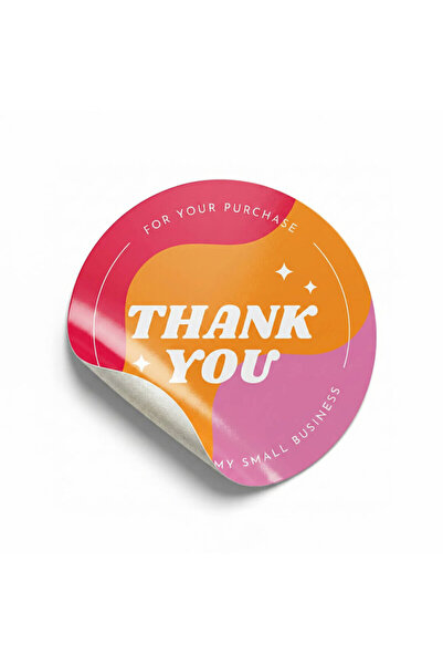koliciabla 'Thank You' Sticker (4x4cm) - 48 Adet | Küçük İşletme, Büyük Teşek...