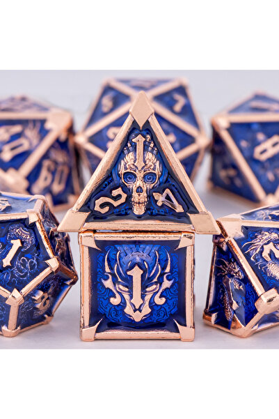 choice2 AF06 DnD Skull&Dragon Metal Dice Set, Metal Sharp Edge Dice for Dunge...